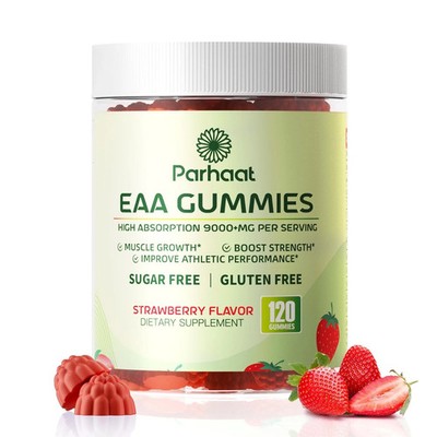 Parhaat EAA Gummies 120 Gummies Strawberry Essential Amino Acids - All 9 Esse...