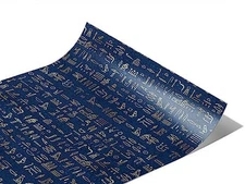 Rwraps Egyptian Blue Hieroglyphs Gloss Vinyl Film Wrap 59in x 6in Vinyl Vehicle