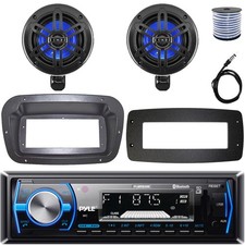 Pyle Single-DIN Marine Receiver W/Kit  Adapter Plate, 2x 4    Off-Road Speakers