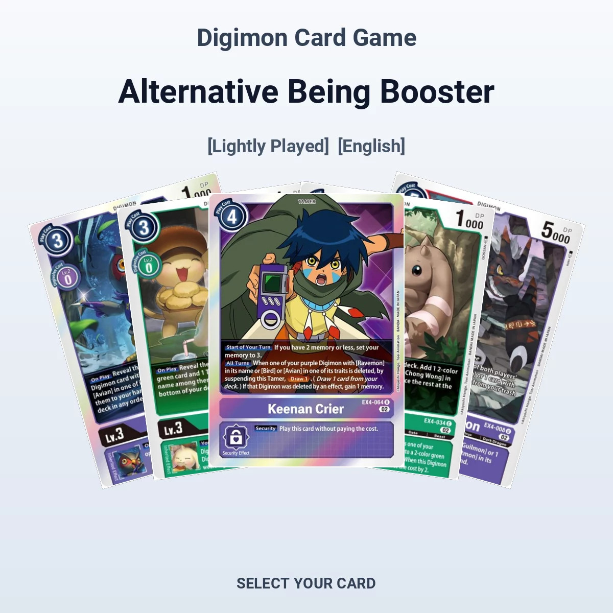 Digimon Card Game Alternative Being Booster - Select Your Cards (LP)