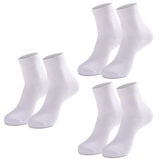 3 Pairs Men's Dress Socks Thin Cotton Casual Fashion Crew Mid Calf White 10-13