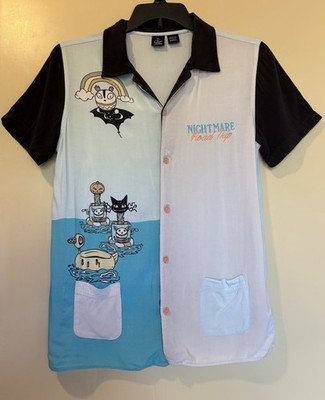 Disney Men s Nightmare Before Christmas Graphic Button-Up Shirt Pockets S