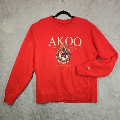 Akoo Vtg Y2K Red Sweatshirt Fox Ski Resort Ice Snow Crown Graphic Crewneck  XXL