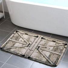 Alfombra de baño de madera rústica vintage, garaje cabaña granja madera antideslizante f...