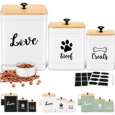 Metal Dog Treat Containers Set of 3 with Bamboo Lids and Spoon Airtight 7 3 2...