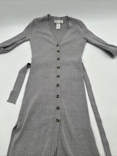 Planet Gold Dress Long Sleeve Small Gray Solid Button 28112
