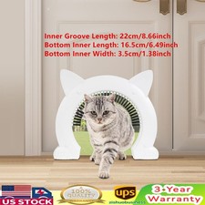 XL Cat Door Indoor with Grooming Brush White ABS Pet Door for Cats Up to 22lbs
