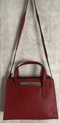 NWT Cerruti 1881 Borsa Red Leather Satchel Crossbody Shoulder Handbag PurseItaly