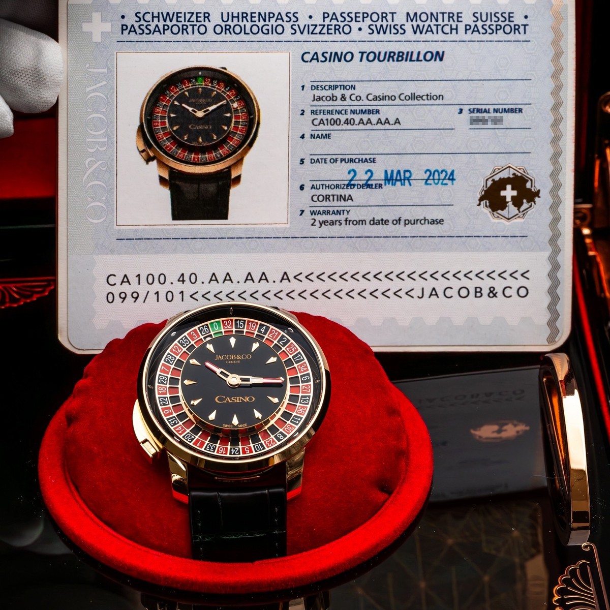 Jacob & Co. The Casino Tourbillon 18K Rose Gold CA100.40.AA.AA