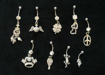 Lot-9 Belly Button Piercing Bar Dangle Ring 