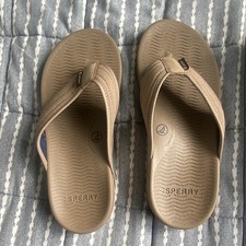 Sperry Men's Beige Solid Rubber Upper Slip-On Flip Flop Sandals Size 9