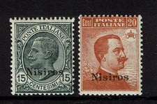 Aegean Stamps 1921 Italian Islands Nisiros Cent. 15 and Cent. 20 MH SAS 10/11