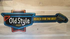 Vtg Cardboard Guitar 43" Old Style Beer Bar Advertising Sign Reach for the Best