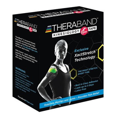 THERABAND KINESIOLOGY TAPE PRECUT ROLL, (20) 2''X10'' STRIPS - BLUE/BLUE PRINT