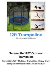 Trampoline 12ft SereneLife Outdoor Trampoline, New, Unopened.