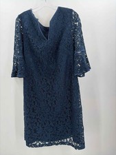 Pre-Owned Adrianna Papell Navy Size 12 Knee Length Long Sleeve Dress