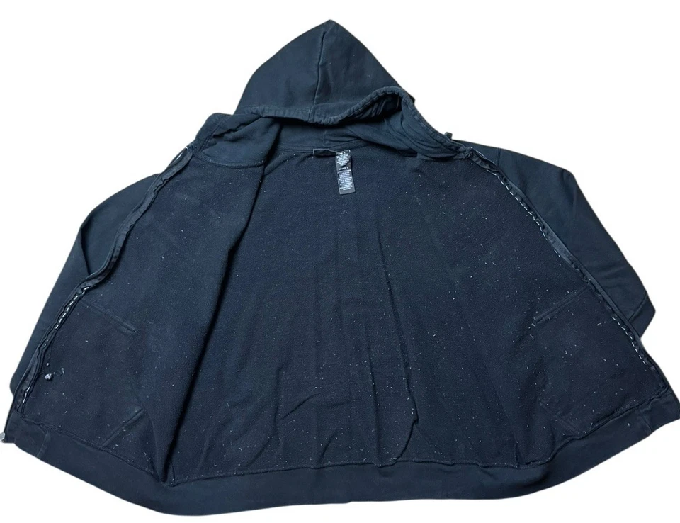 Chaqueta con Capucha De Colección Azul Líquido “Cráneo/Rosas” Negra Cremallera Para Hombre Talla Grande Y2K Foto 3 de 4