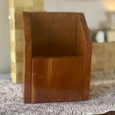 Vintage Cherry Wood Rectangular Box Brown Decorative Storage Plain