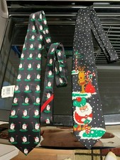 2 total CHRISTMAS TIE Hallmark Greetings Snowman Golf never worn  Santa