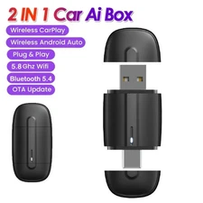 Car Wireless Carplay & Android Auto Adapter Auto Connection 2 IN 1 USB & Type-C