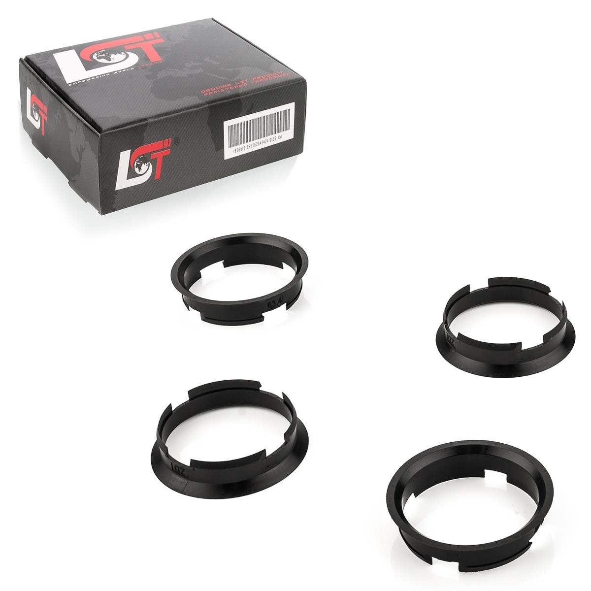 4x Distance Rings Centering Black Alloy Wheels Ø 63,4 - Ø 60,1 MM for Citroen