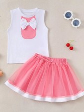 Bow Tank & Pleated Skirt Set