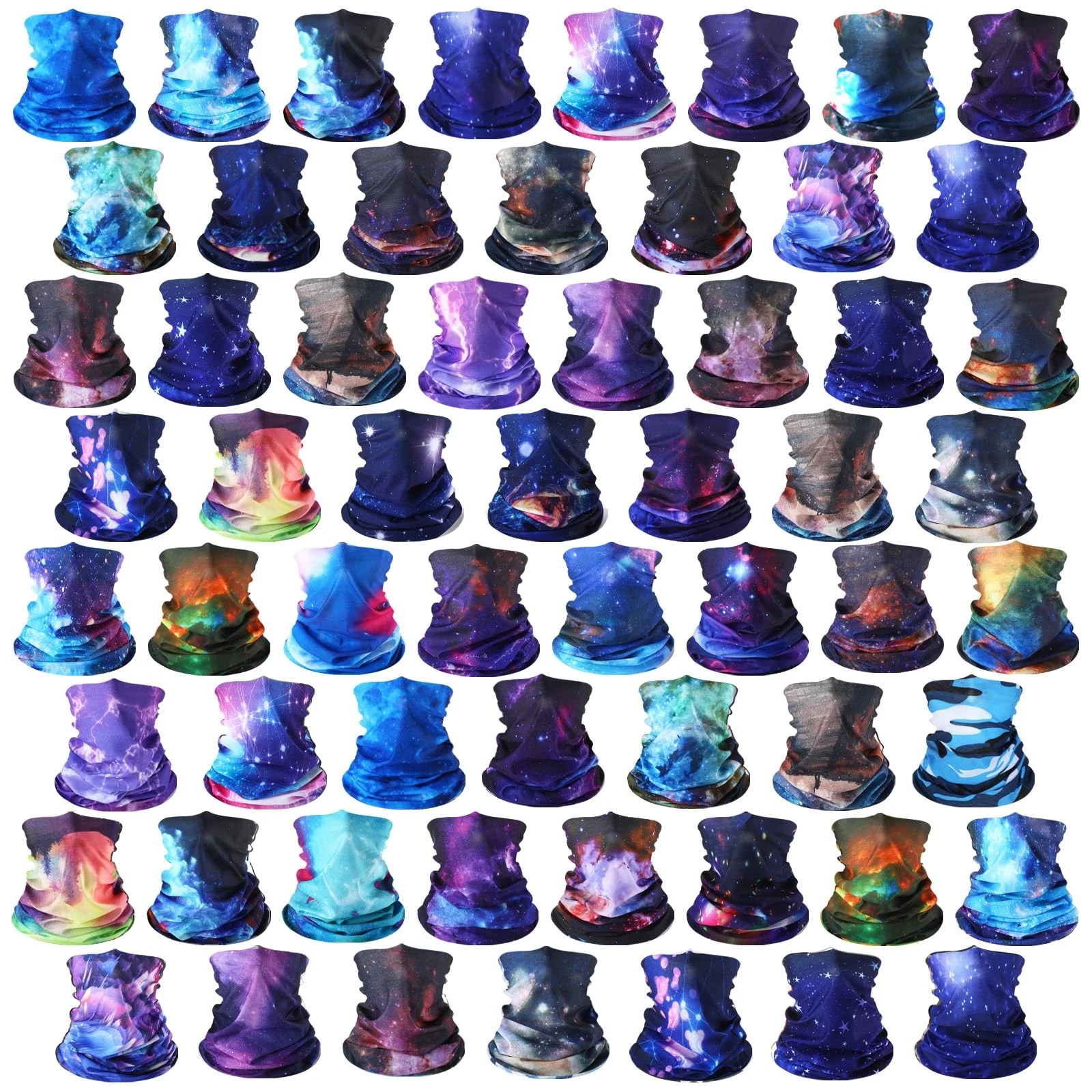 60 Pcs Neck Gaiter Bulk for Men Women Balaclava Face Mask Coverings Seamless ...