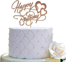 Happy Birthday Cake Topper - Birthday Party Decorations - Double-Faced Rose Gold