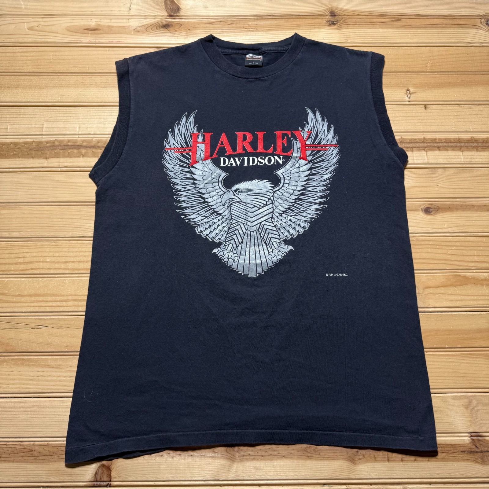 Vintage 90s Harley-Davidson Metallic Eagle Graphic Biker Muscle Shirt - Large