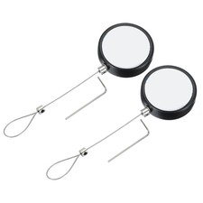 2Pcs Round Retractable Remote Control Tether 3.3Ft Black Lock Buckles