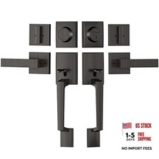 Front Door Handle Set, Heavy Duty Square Door Lever Oil Rubbed Bronze Double