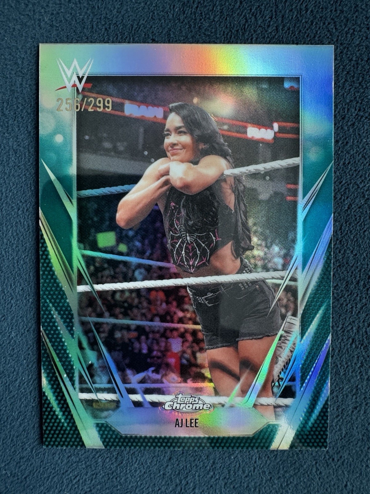 2026 Topps Chrome WWE AJ Lee Teal Refractor /299 #105