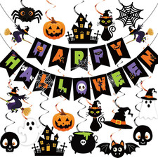 Halloween Party Decorations Happy Halloween Banner Ghost Pumpkin Witches Hanging