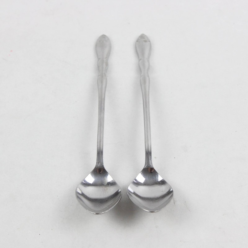 Lot of 2 Unbranded Stainless Steel Iced Tea Spoons Made in Korea 7.5"