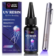 UV Resin Kit with Light, Bonding Curing in Seconds, 30G UV Resin with Flashlight