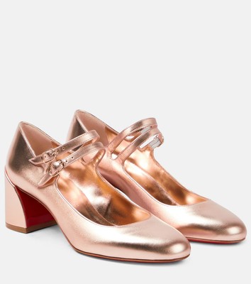 Christian Louboutin Women's Miss Jane 55mm Rose Gold Leather Pumps Size 6 US