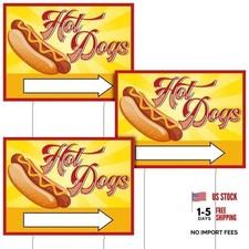 3 Pcs Sign 12 x 16'' Hot Dog Yard Sign Yellow Lawn Stand Supplies Hot Dogs