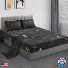 Pamnest Full Size Bed Sheet Sets Golden Snake Tarot Soft Microfiber 4 Pcs