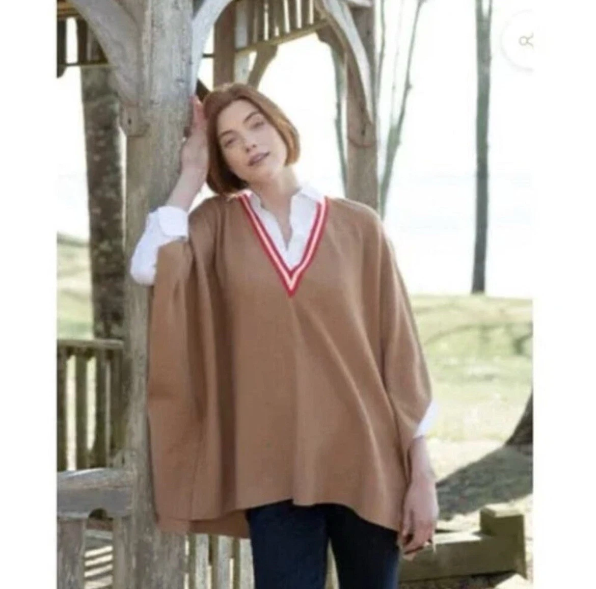 Mer Sea Viscose Blend V-neck Poncho Flawless Condition One Size Fits All