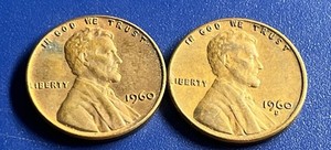 1960 P-D Lincoln Pennies. Free Shipping!