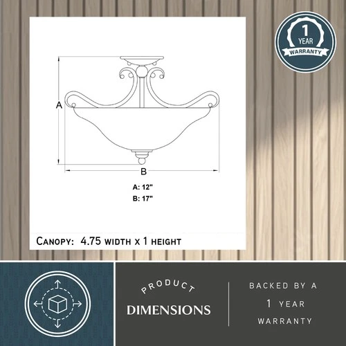 Vaxcel Lighting C0310 3 Light 17"W Flush Mount Bowl Ceiling - Nickel - Picture 5 of 9