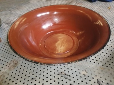 Vintage große ovale Baby Waschschüssel Becken Emaille Metallgeschirr braun Wanne Schale 