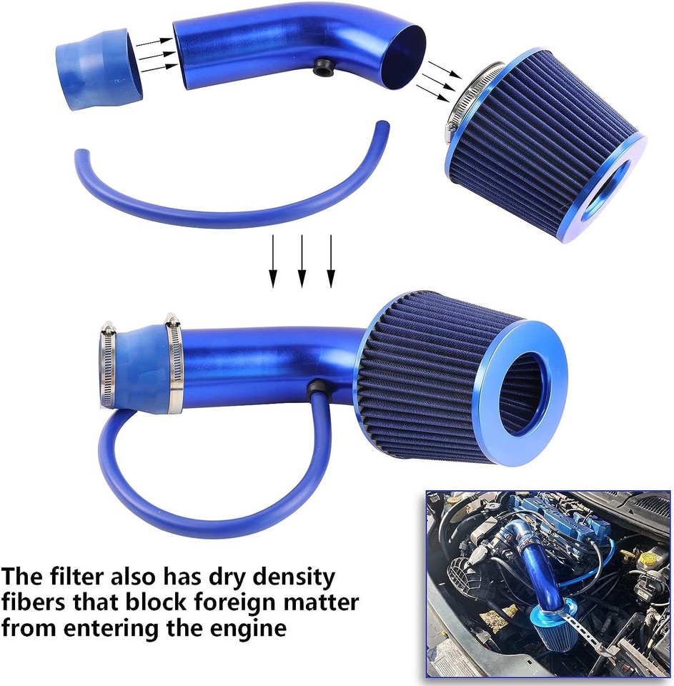 Blue Cold Air Intake Kit For Ford Fusion 2010-2020 | 3" Aluminum Pipe & Filter | Universal Flow Hose System By GOODFITMENT