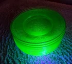 12x Lot Depression Era Federal Georgian Lovebirds Uranium Glass Saucers Plates