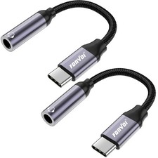 FONVOi Type C to 3.5mm Headphone Jack Adapter 2 Park ,USB C Audio Gun grey
