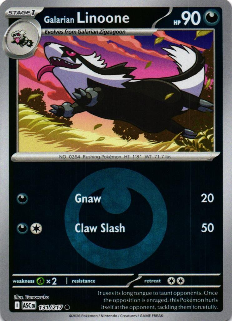GALARIAN LINOONE (ENERGY SYMBOL PATTERN) 131/217 ASCENDED HEROES NM POKEMON TCG