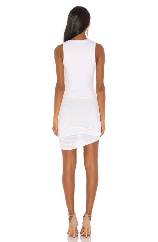LOVERS AND FRIENDS SZ S WHITE Giovanni Mini KNIT Dress RUCHED BODYCON Org $128 - Image 3 of 4