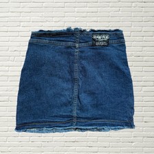 Vintage 90s Denim Mini Skirt - Rampage Raw Hem Blue Jean Skirt Xs/s