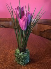 3 Tulpen auf Grassockel Kunstblumen 23 cm hoch Tischdeko magenta Tulpe Deko NEU