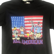 Vintage 1998 Looney Tunes 5 Character Graphic Tee Shirt Kid SZ L 7 NOS NWT